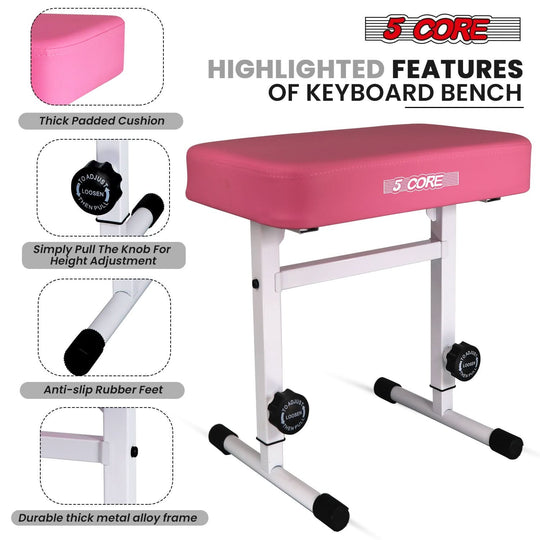 Adjustable height, thick padded cushion, durable build, non-slip feet, and versatile sleek design.