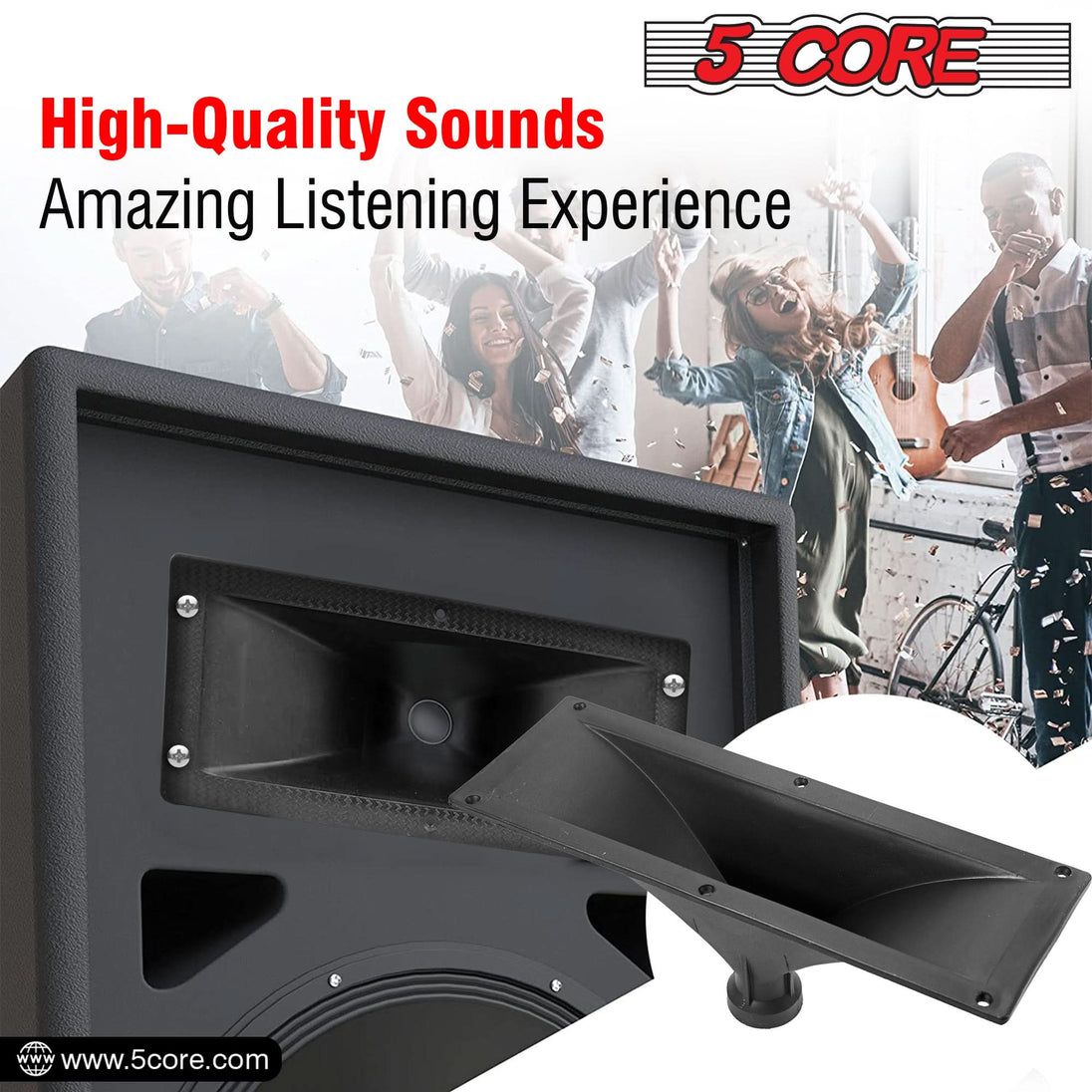 Rectangular PA speaker horn for professional audio setups