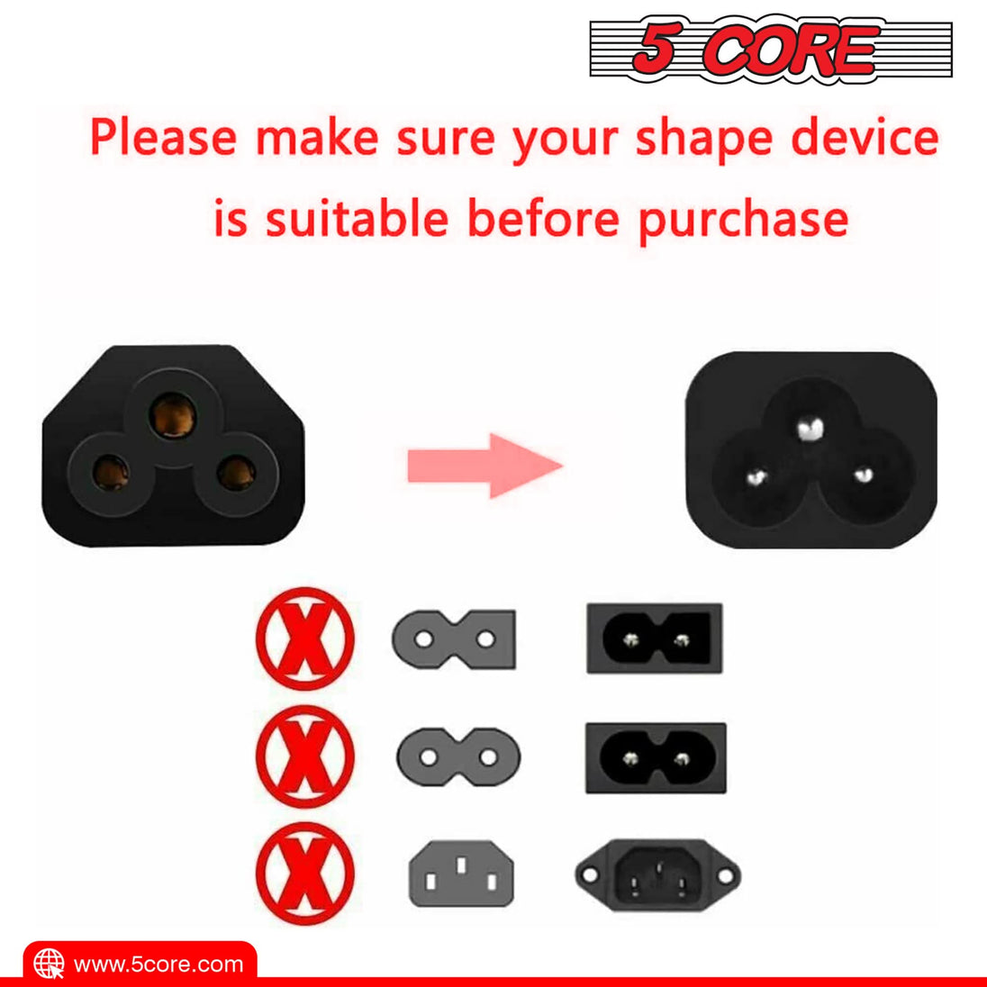 AC extension cord suitable for low to medium power devices