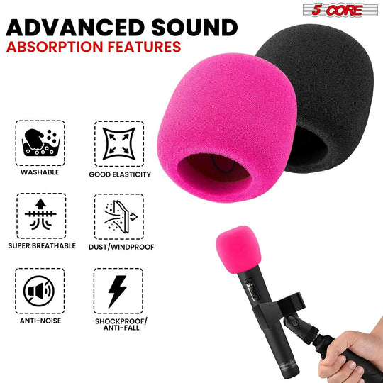 5Core windproof sponge microphone cover, soft foam windscreen for handheld mics