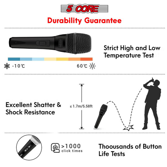 XLR handheld mic from 5Core for clean, crisp vocal delivery