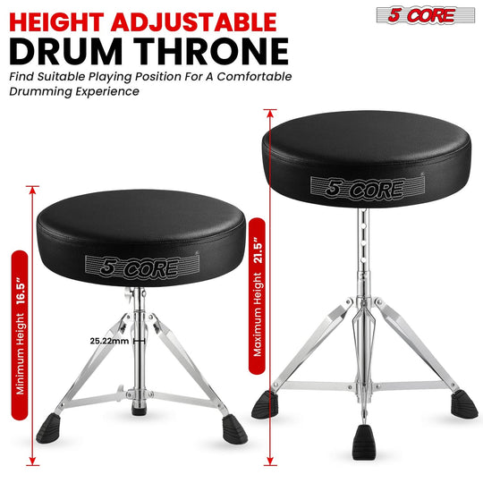 Throne chair designed with a 5-position lock for customized height, padded seat, and strong legs for stability.