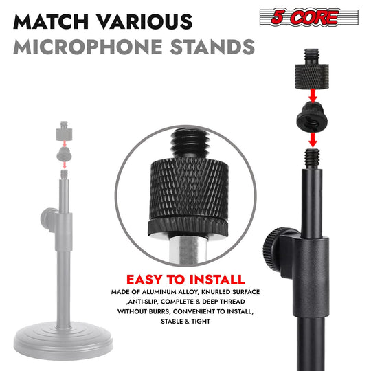 5Core 5/8 to 3/8 male-female thread adapter for microphone stands
