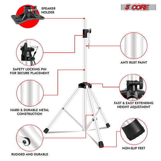 Professional white speaker tripod stand by 5Core