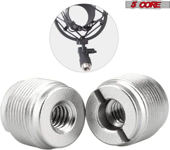 5Core mic stand converter, 3/8" female to 5/8" male, 12-piece screw thread adapter set