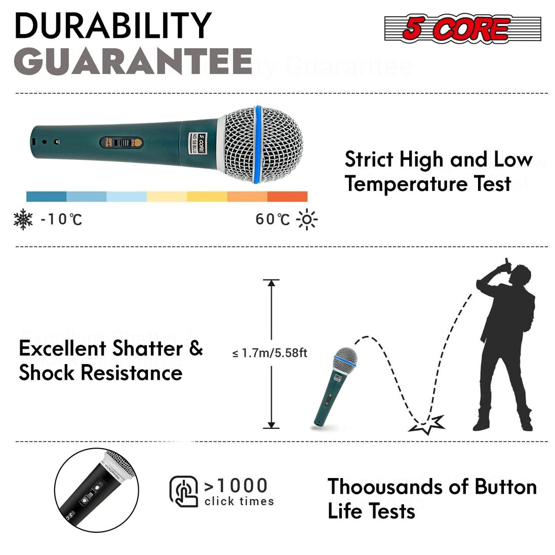 5Core handheld dynamic XLR microphone for studio and karaoke singing