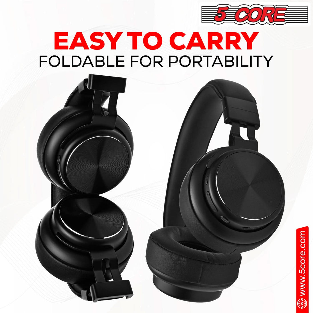 5Core wireless Bluetooth headphones with adjustable headband for a perfect fit