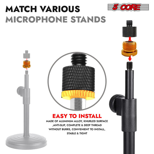 5Core 5/8 to 3/8 male-female screw thread mic stand adapter