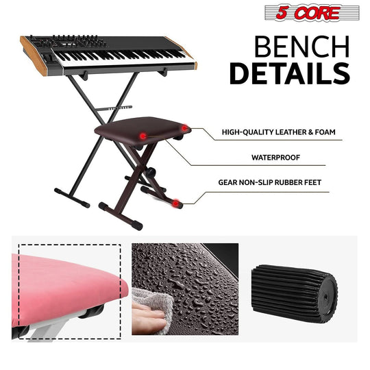 Thick padded piano stool providing exceptional comfort and support for pianists