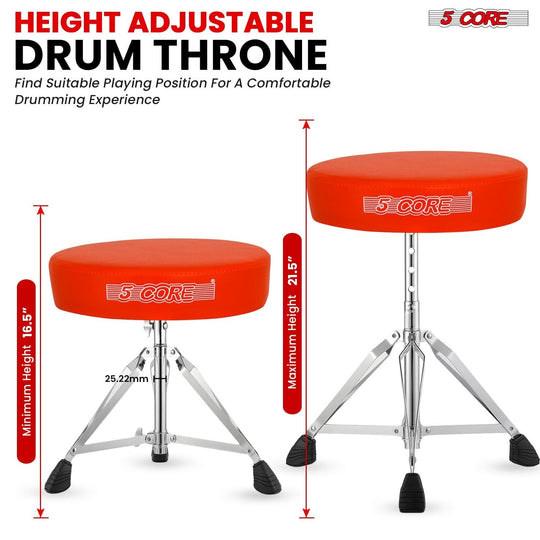 Ergonomic drum throne featuring a secure lock system to prevent slips and collapses, ensuring safe performance.