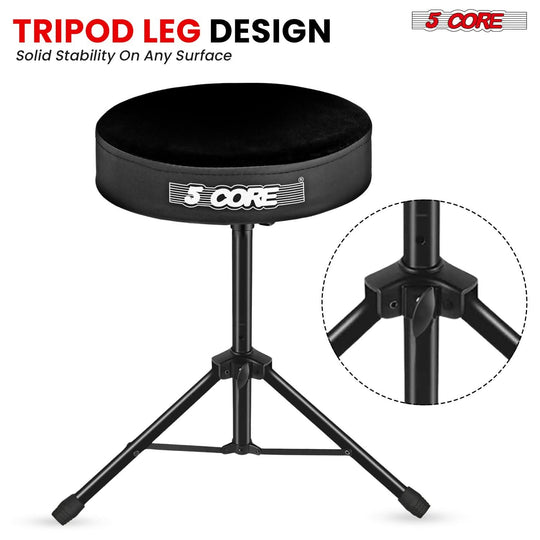 This drum accessories essential features a saddle chair with a tripod base for maximum stability