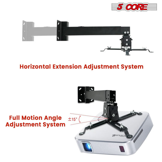 Black projector wall and ceiling mount low profile 40lb adjustable by 5Core