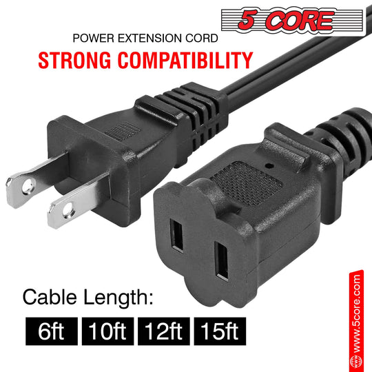 2 prong adapter cords for extending device reach, set of 2