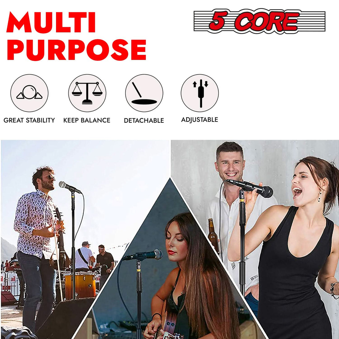 5Core round base microphone stand for professional sound recording