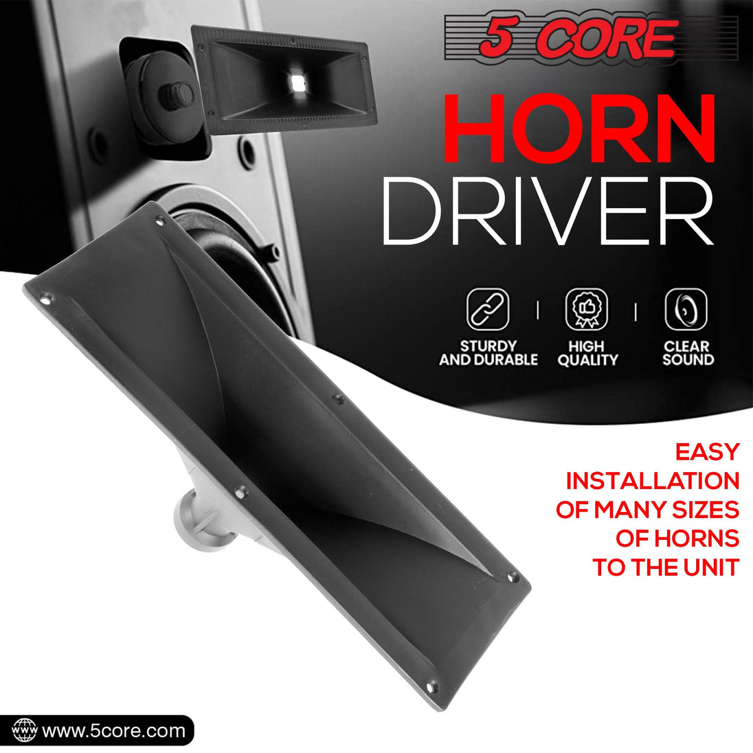 15x5 screw-on horn compatible with compression drivers and tweeters