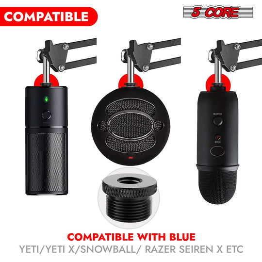 5Core screw thread conversion adapter set, 12 pieces, 5/8" male to 3/8" female for mic stands