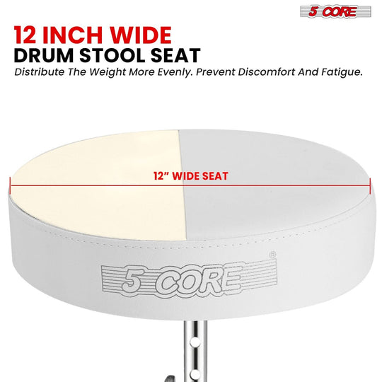 Versatile drum stool designed for stability, featuring a padded seat and adjustable height settings.