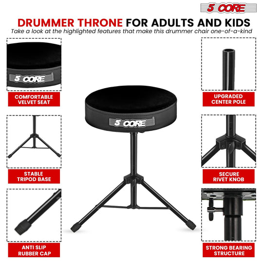 Highly stable saddle chair specifically crafted for drummers, delivering steadfast support and comfort for extended playing sessions.