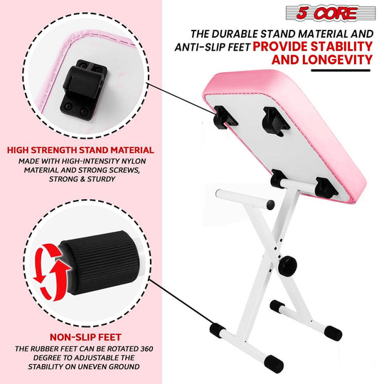 Piano stool with X style support and adjustable height for musicians