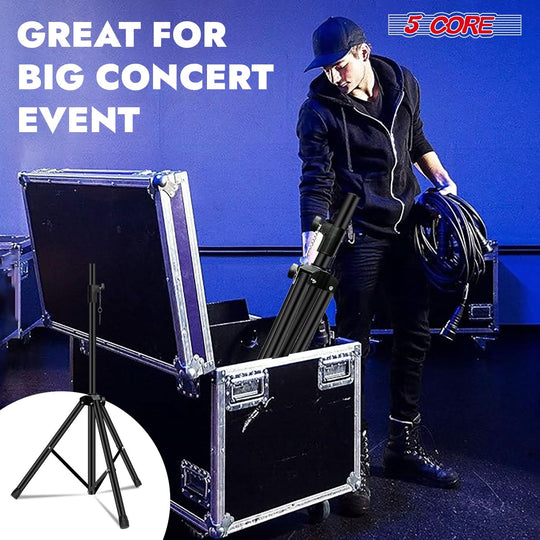 5Core high-quality tripod speaker stand adjustable up to 72 inches for DJ and studio monitors
