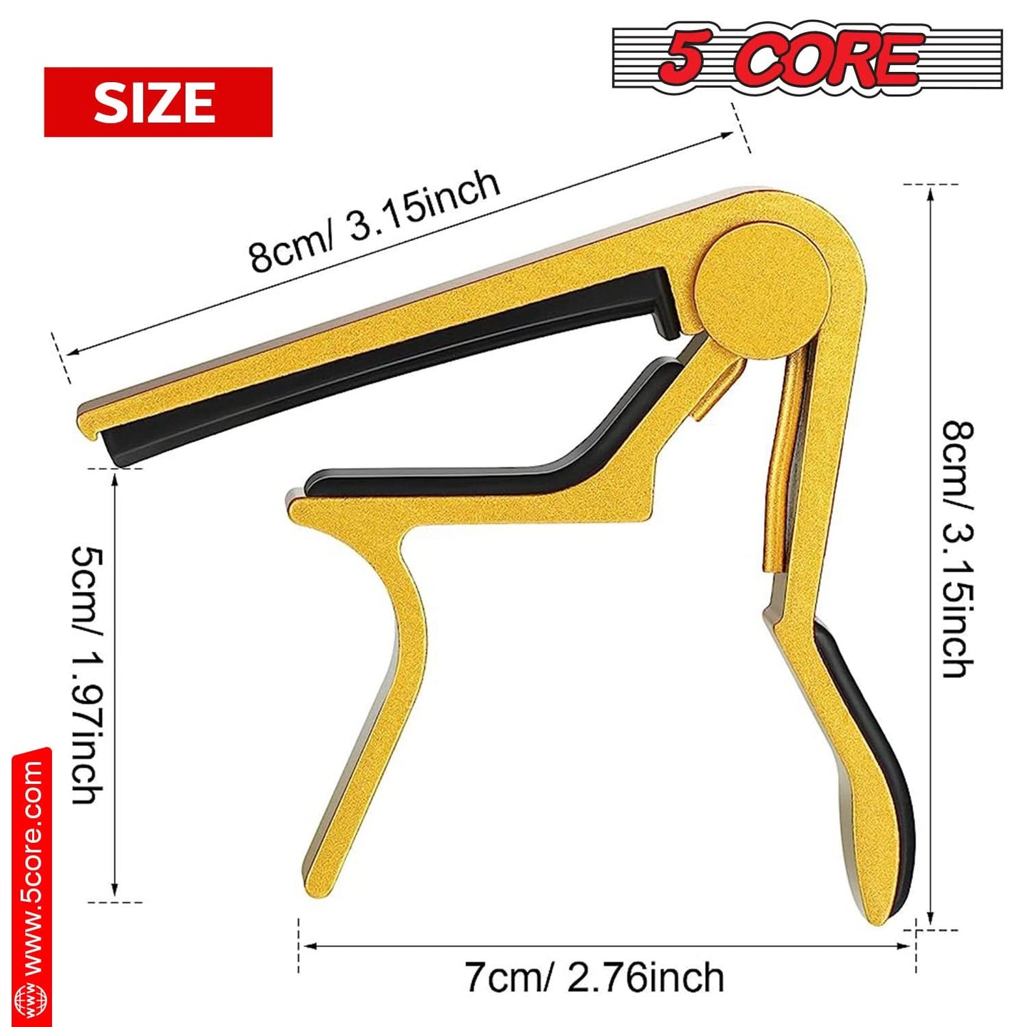 5 Core Guitar Capo: Classic clip capo for acoustic and electric guitars, perfect for 6-string guitars.