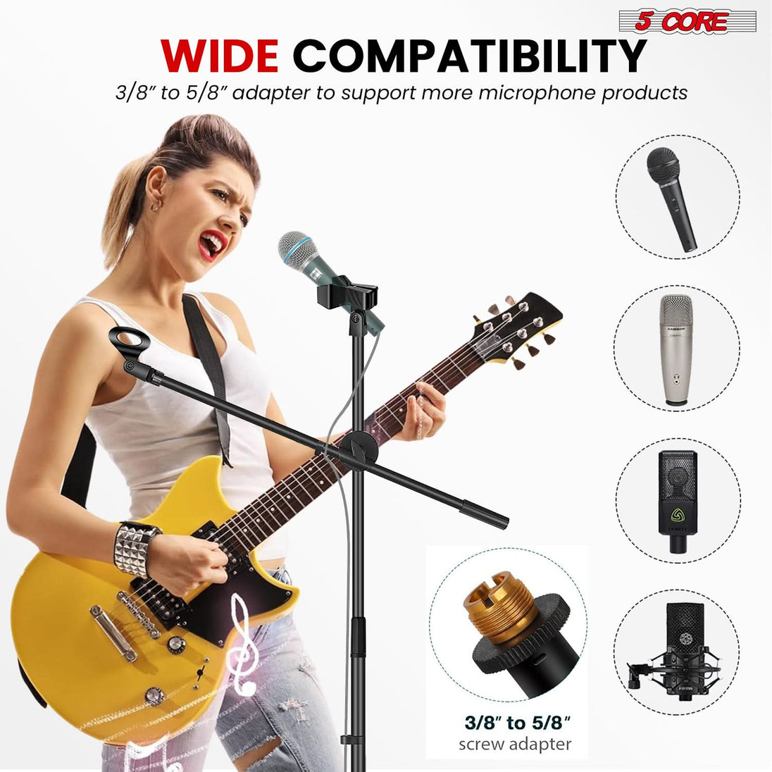 Heavy-duty floor mic holders with boom arms