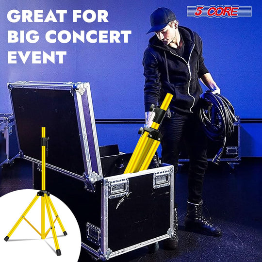 DJ speaker stand in yellow color by 5Core for events and studios