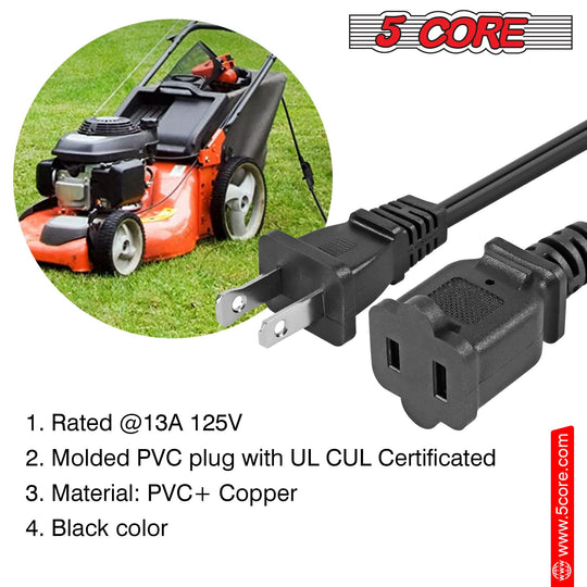 AC power cord bundle with 2 x 10 ft polarized male-to-female connectors