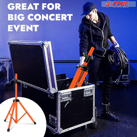DJ speaker floor stand in orange finish by 5Core with adjustable height