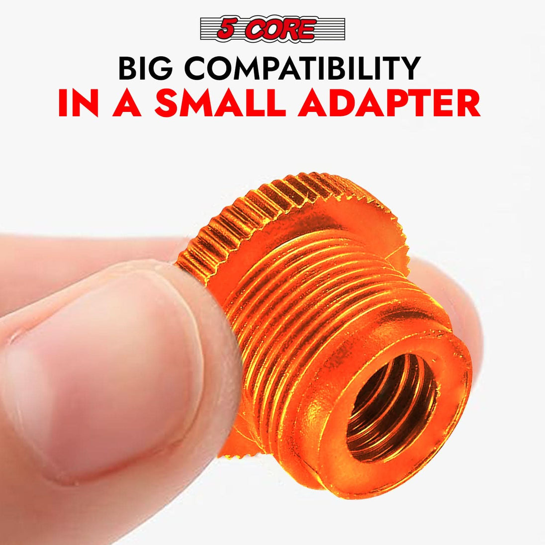 5Core screw thread mic stand adapter, 5/8 male to 3/8 female connector for mics