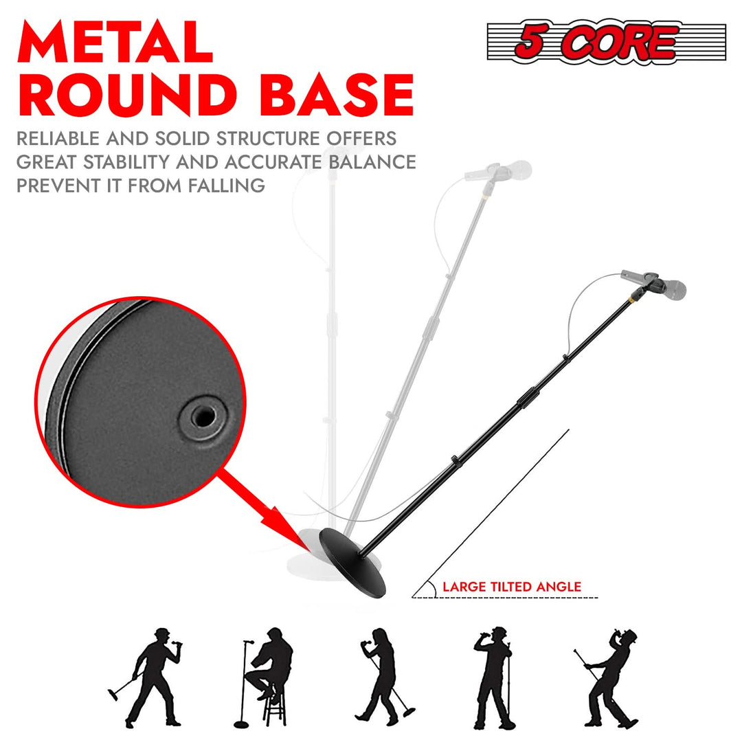 5Core height adjustable microphone mount stand for home and studio use