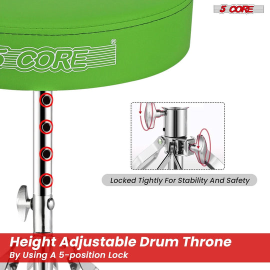 Reliable drum stool offering a strong metal structure, ergonomic cushion, and secure rubber feet.