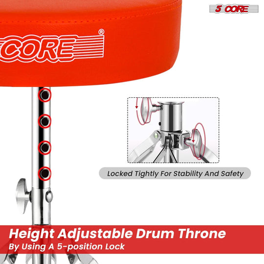 Comfortable drum stool featuring a sturdy metal design, thick cushioning, and anti-slip foot support.