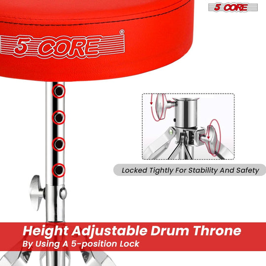 Premium drum stool with a heavy-duty frame, ergonomic seat padding, and rubber feet for stability.