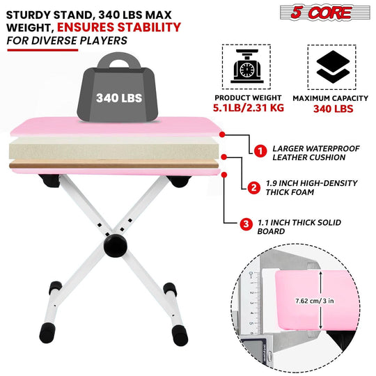 Adjustable keyboard chair with heavy duty build and X style legs