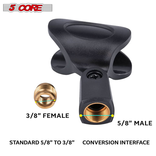5Core 6-piece microphone clip holders, 5/8 to 3/8 inch screw adapters included