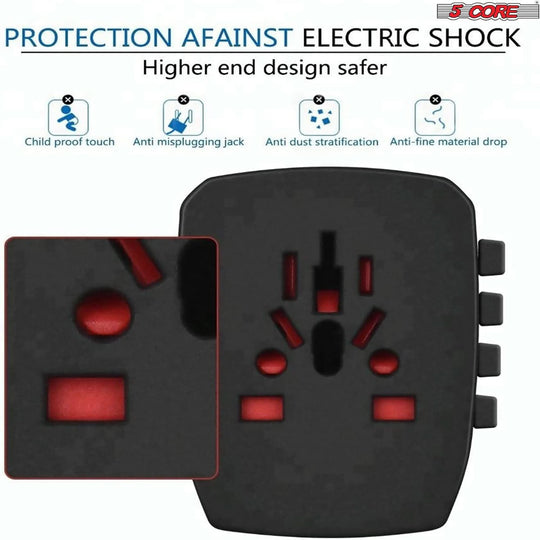 Universal travel plug with black finish