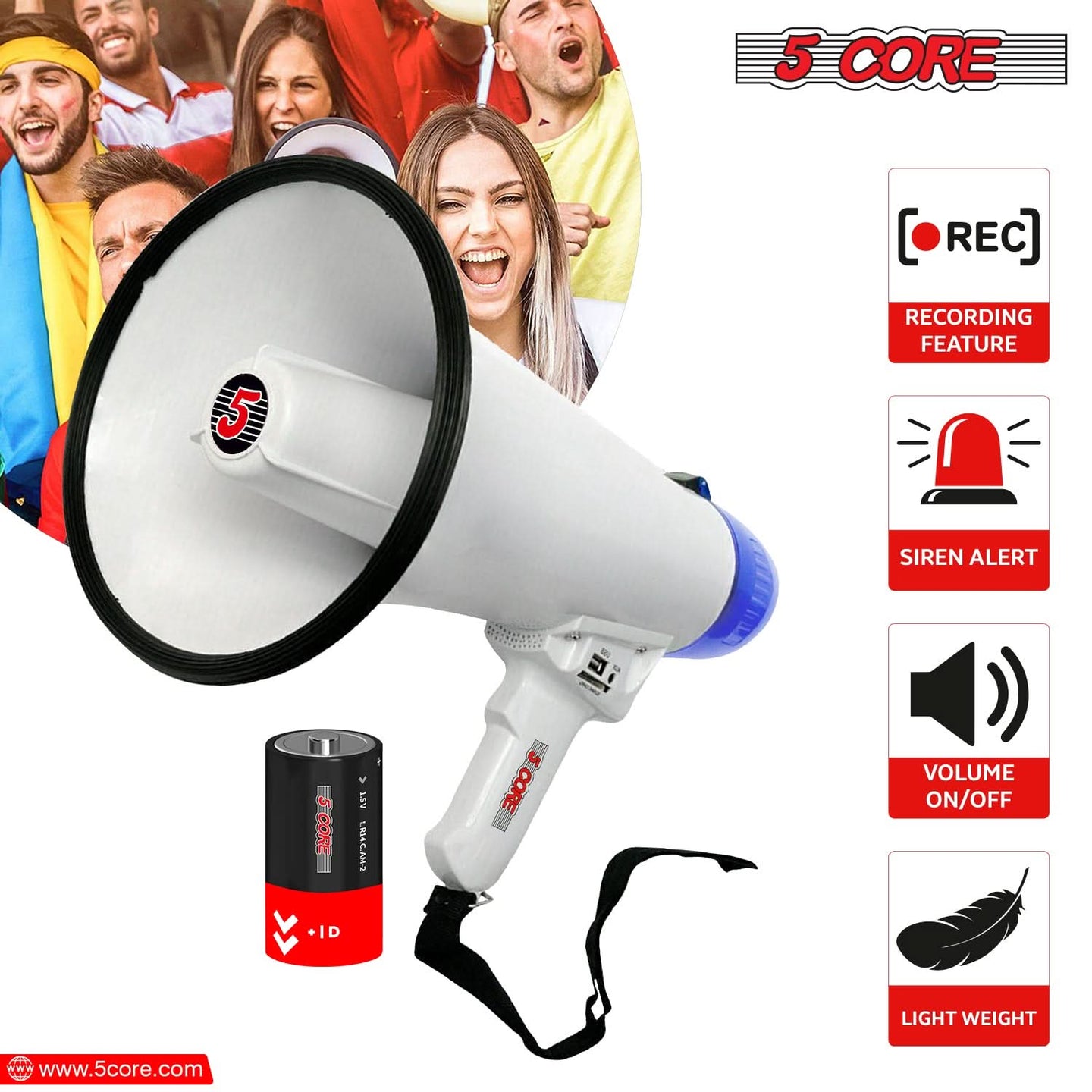 Megaphone mini and plastic megaphone perfect for kids and cheer squads.