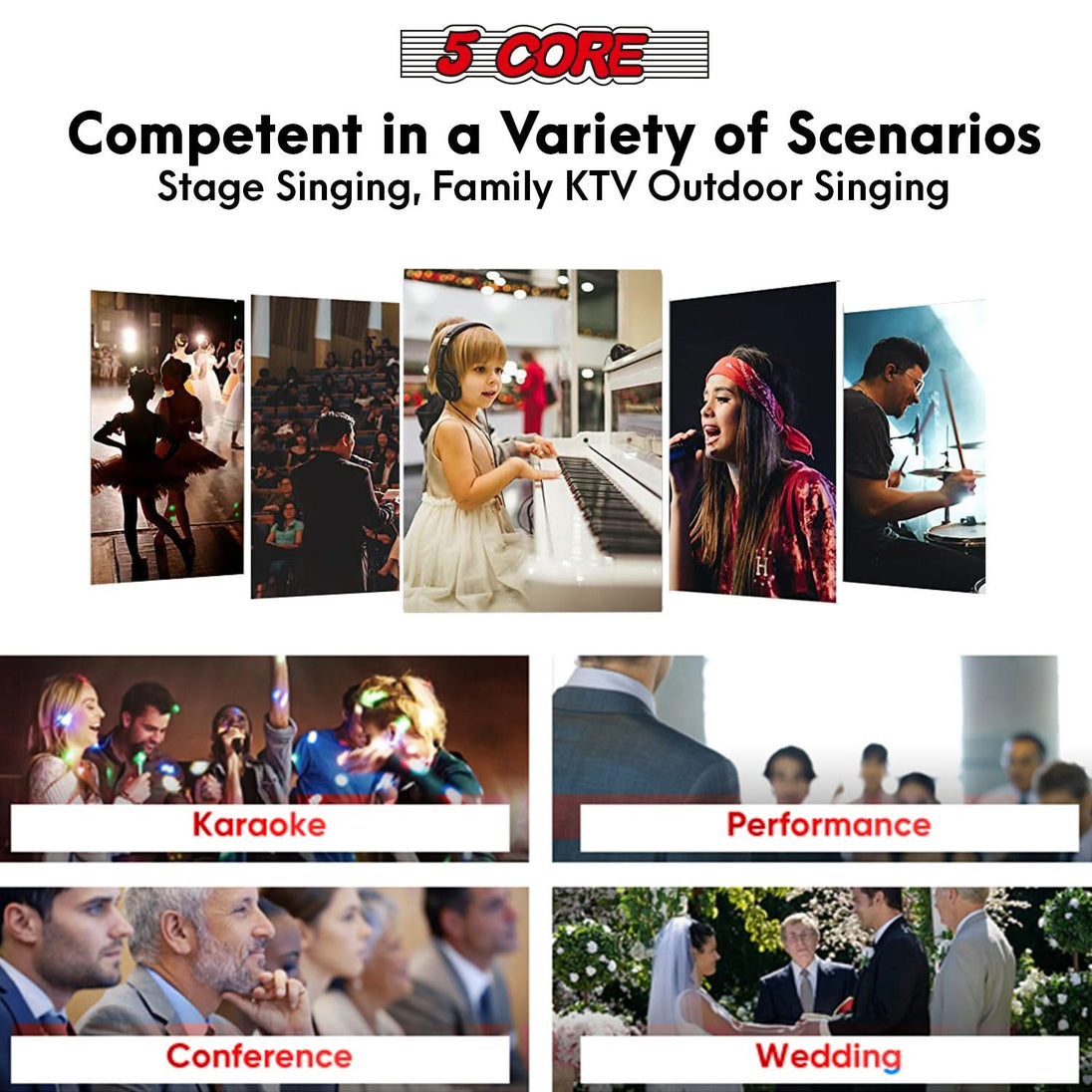 5Core handheld XLR microphone for karaoke, dynamic mic for studio use