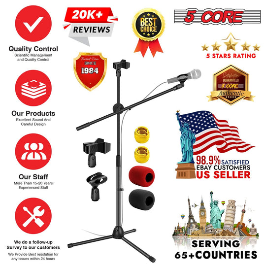 Multipurpose adjustable tripod mic stands in black
