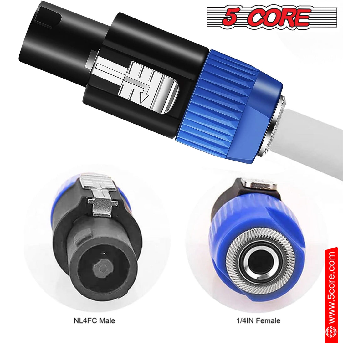 5Core male audio pin Speakon adapter for audio and PA systems