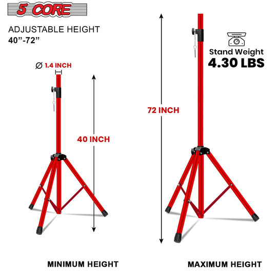 5Core red tripod stand for studio monitors and PA speakers
