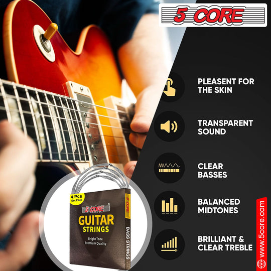 4-piece bass string set for 6 string electric guitars