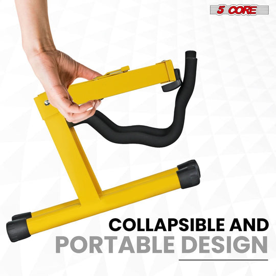 Durable 5Core stand with yellow finish for reliable guitar storage