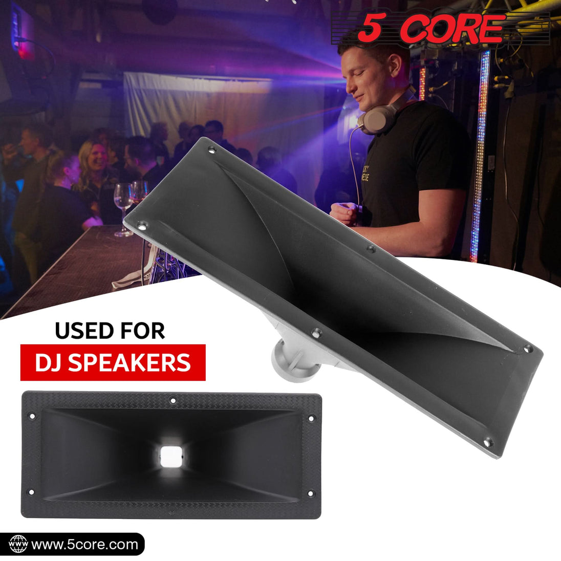 High-efficiency horn for DJ and outdoor speaker cabinets