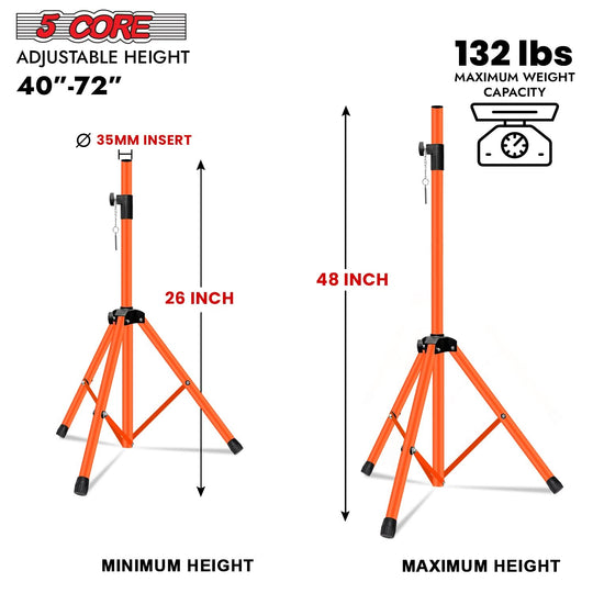 Compact orange 5Core audio stand for monitor and stage speaker placement