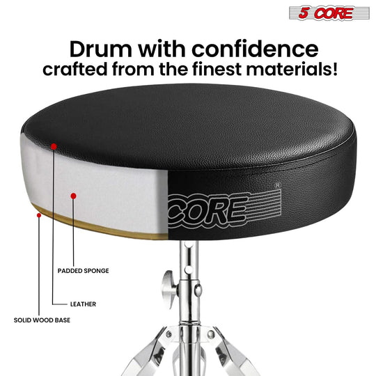 5Core drum throne for musicians with built-in practice pad