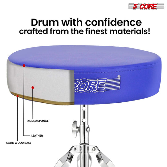 Portable and heavy-duty drum throne with snare practice pad
