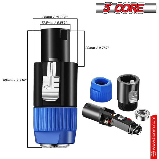 Heavy-duty 5Core Speakon connector for secure speaker connections