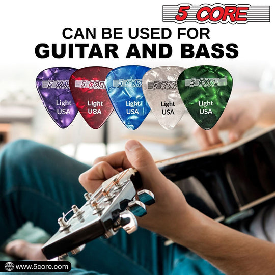 5Core 0.46mm white guitar picks for enhanced clarity and precision